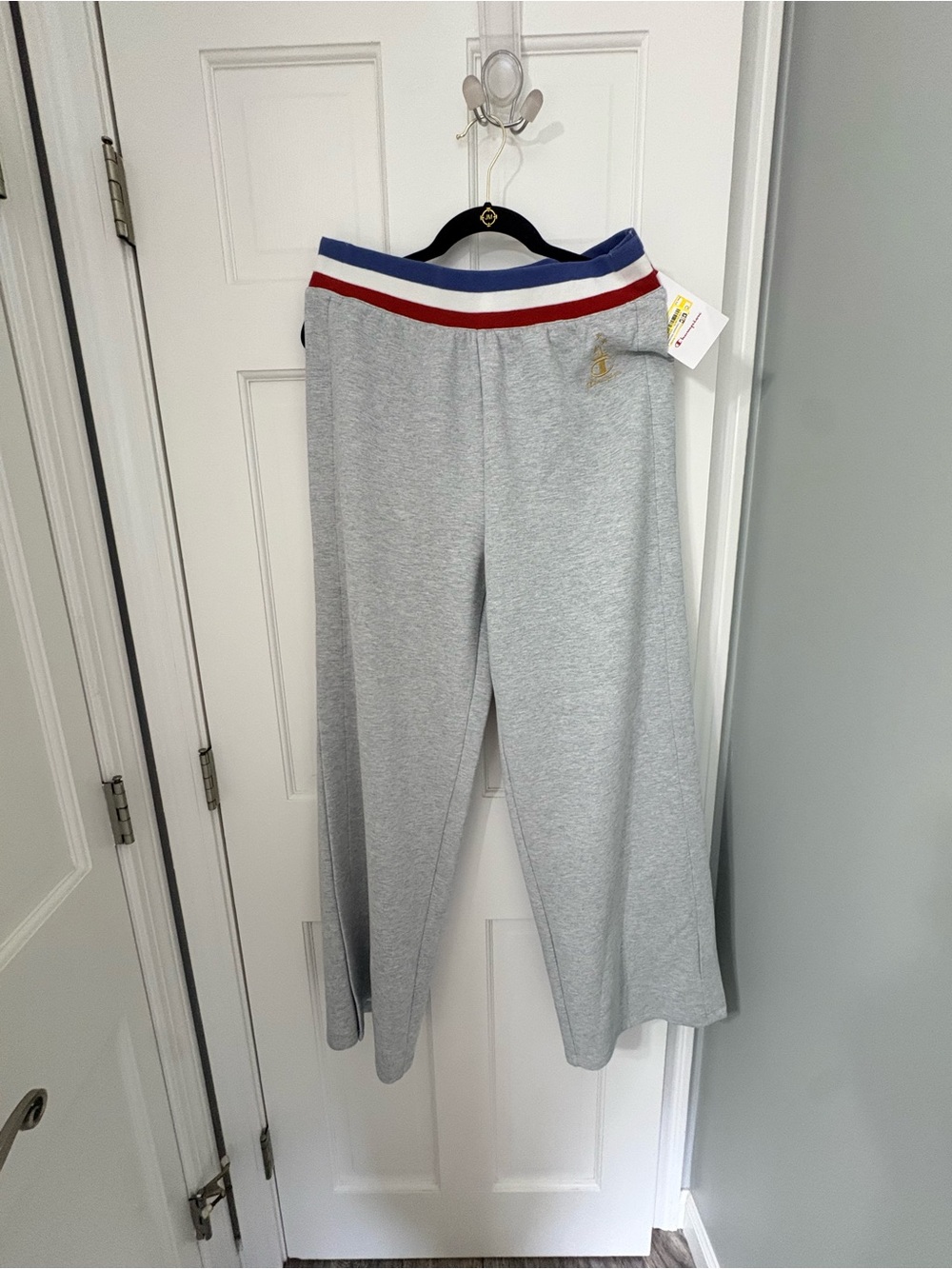 Champion Gray Joggers with Red & Blue Striped Waistband